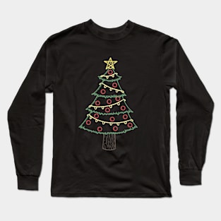 Christmas Tree Colored lineart version Long Sleeve T-Shirt